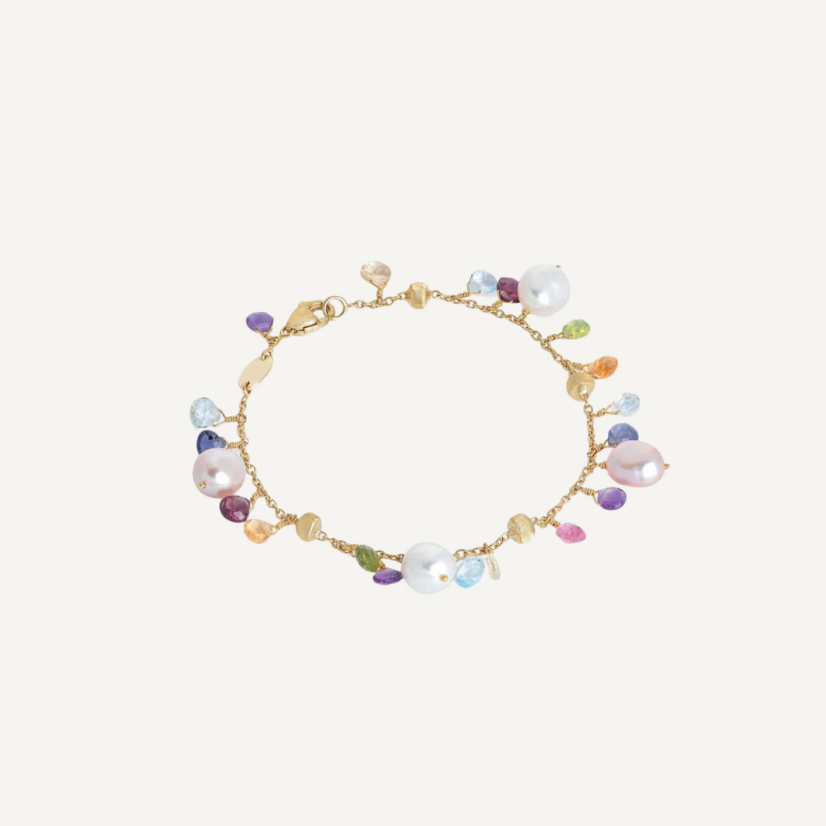 Marco Bicego Jewelry - Paradise 18K Yellow Gold Mixed Gemstone & Pearl Single Strand Bracelet | Manfredi Jewels