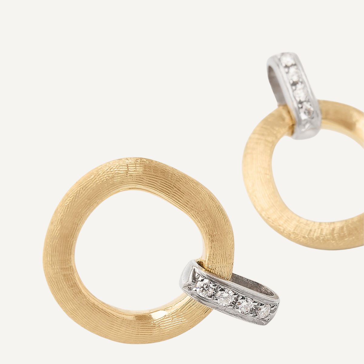 Marco Bicego Jewelry - Jaipur 18K Yellow Gold Flat-Link Diamond Stud Drop Earrings | Manfredi Jewels