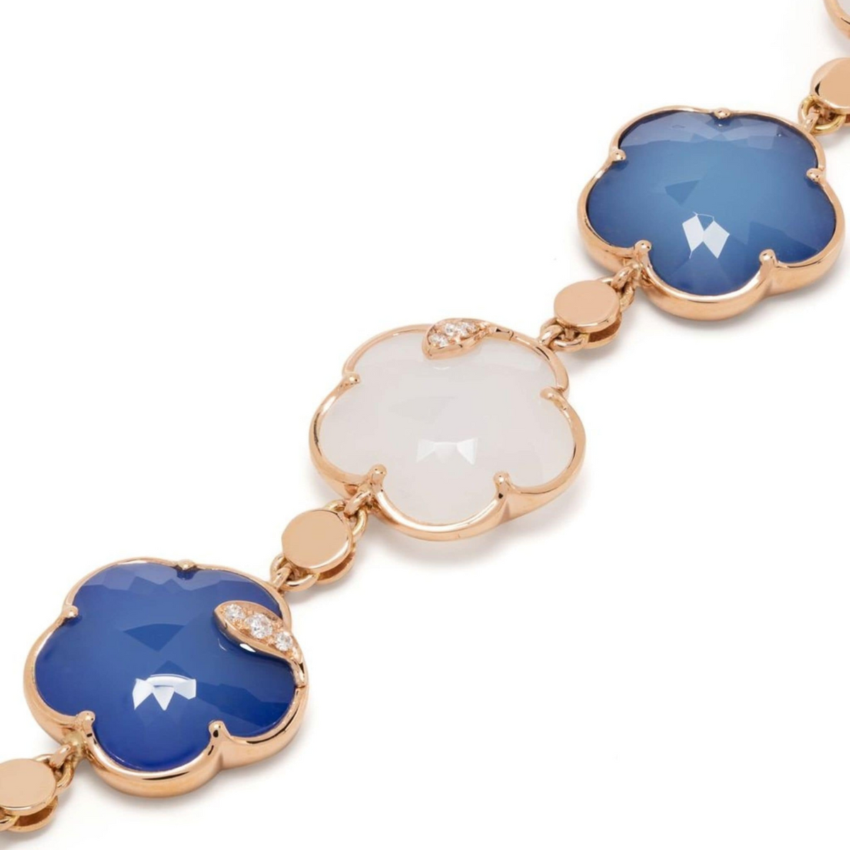 Pasquale Bruni Jewelry - Bon Ton Joli 18K Rose Gold Lapis Lazuli & White Agatee Diamond Flower Bracelet | Manfredi Jewels
