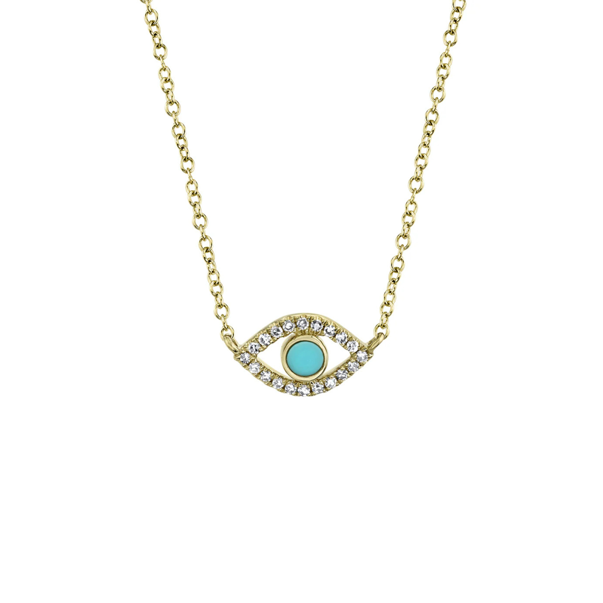Kate 14K Yellow Gold Diamond & Composite Turquoise Eye Necklace
