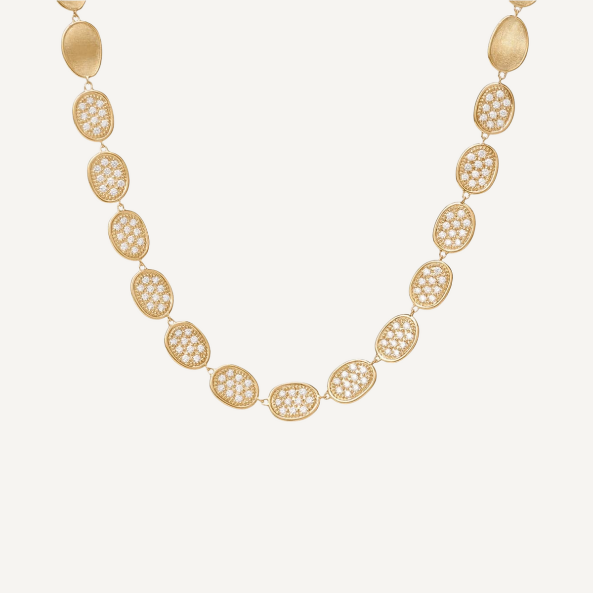 Marco Bicego Jewelry - Lunaria 18K Yellow Gold Diamond Pavé Link Collar Necklace | Manfredi Jewels