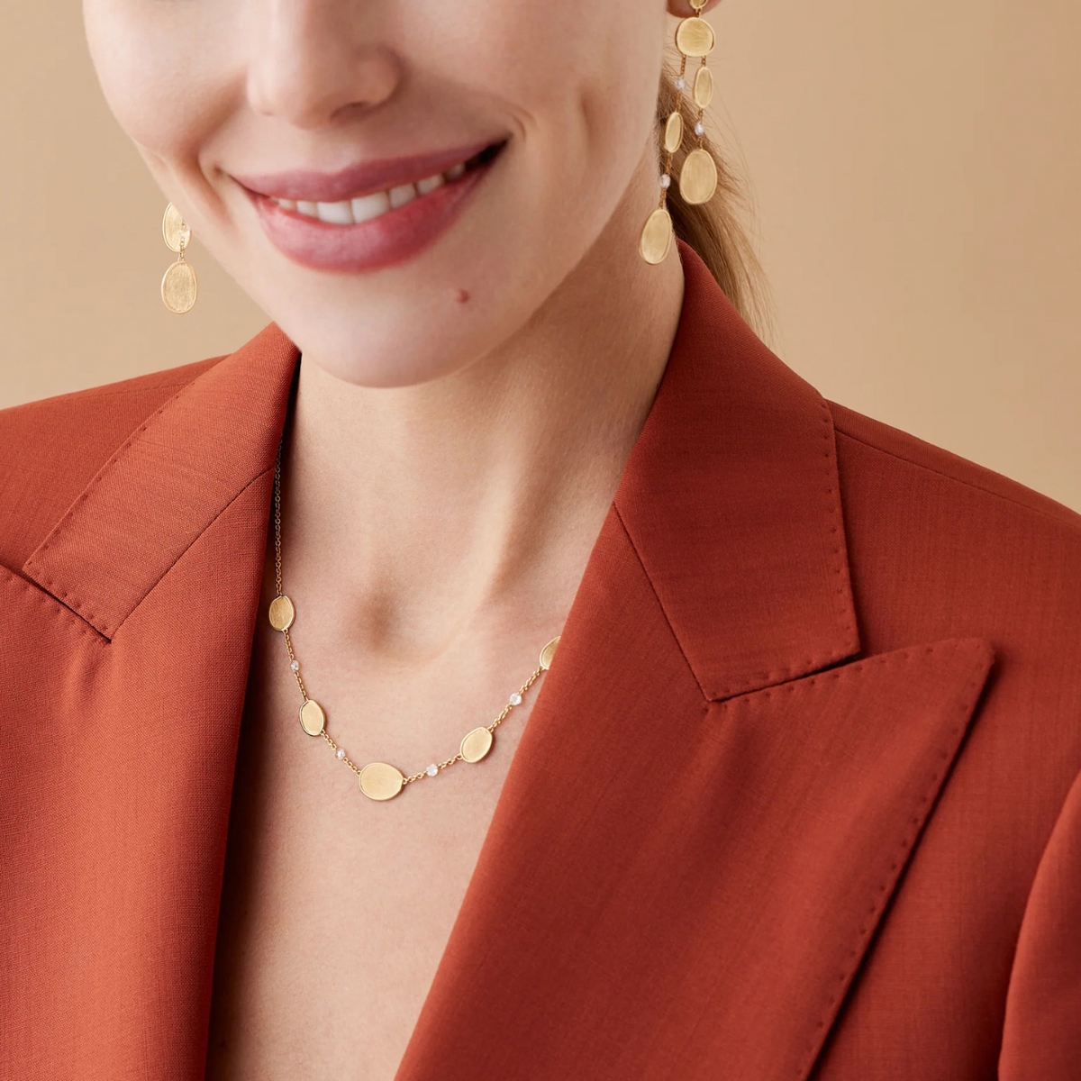 Marco Bicego Jewelry - 18K Yellow Gold Lightweight Necklace with Diamonds | Manfredi Jewels