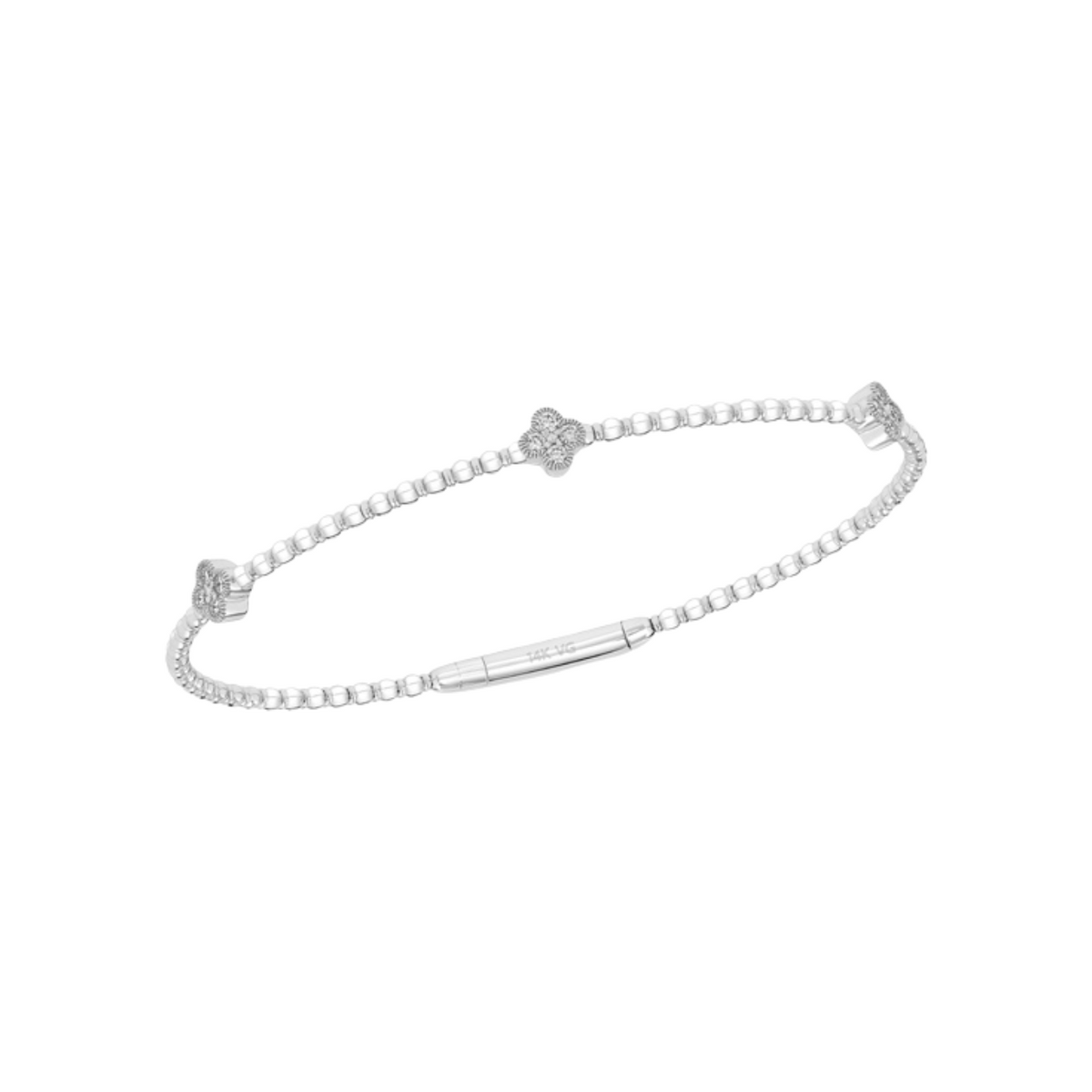 Manfredi Jewels Bracelet - 14K White Gold & Diamond Flower Flexible Bangle | Manfredi Jewels