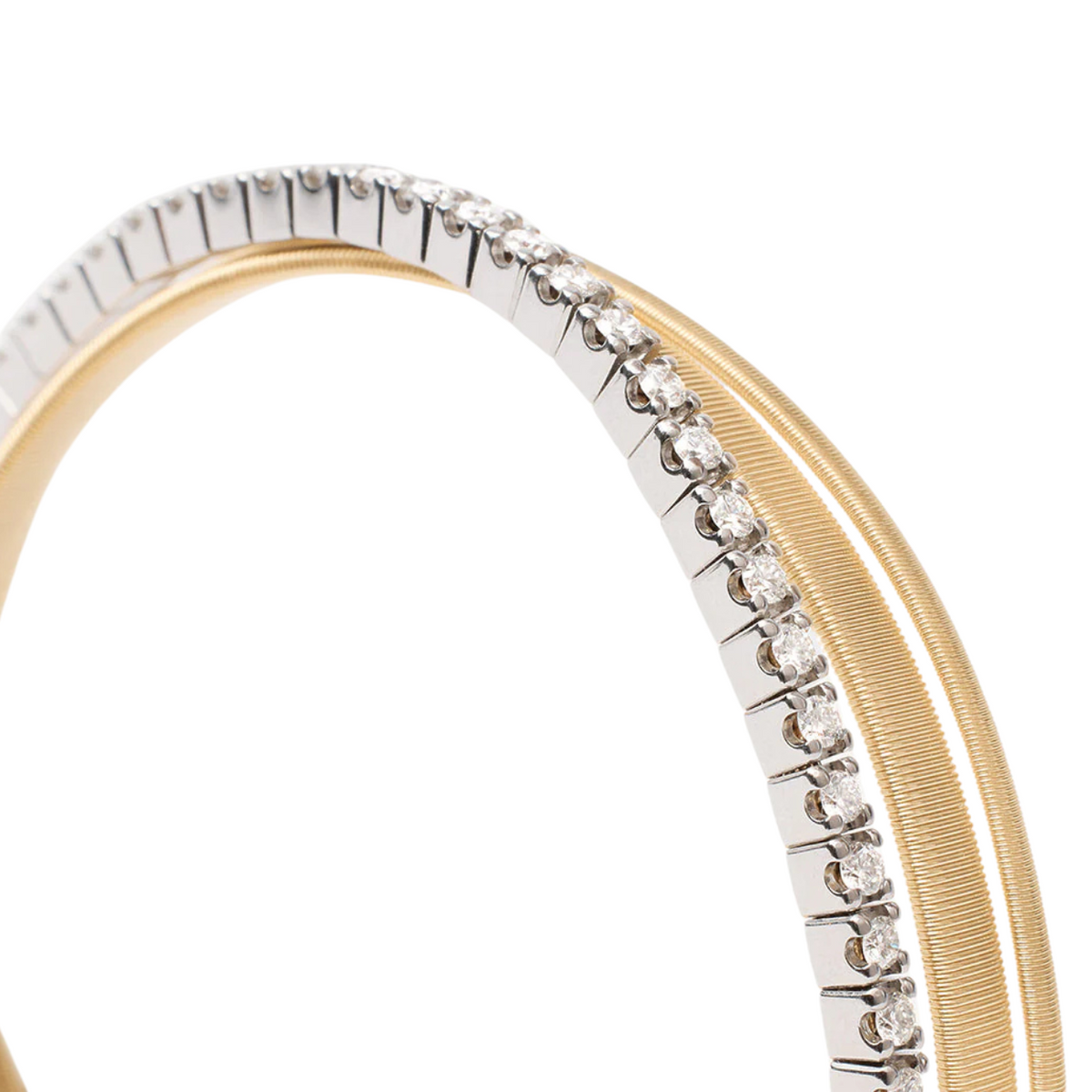Marco Bicego - Masai 18K Yellow Gold 3-Strand Coil Bracelet With Diamonds | Manfredi Jewels