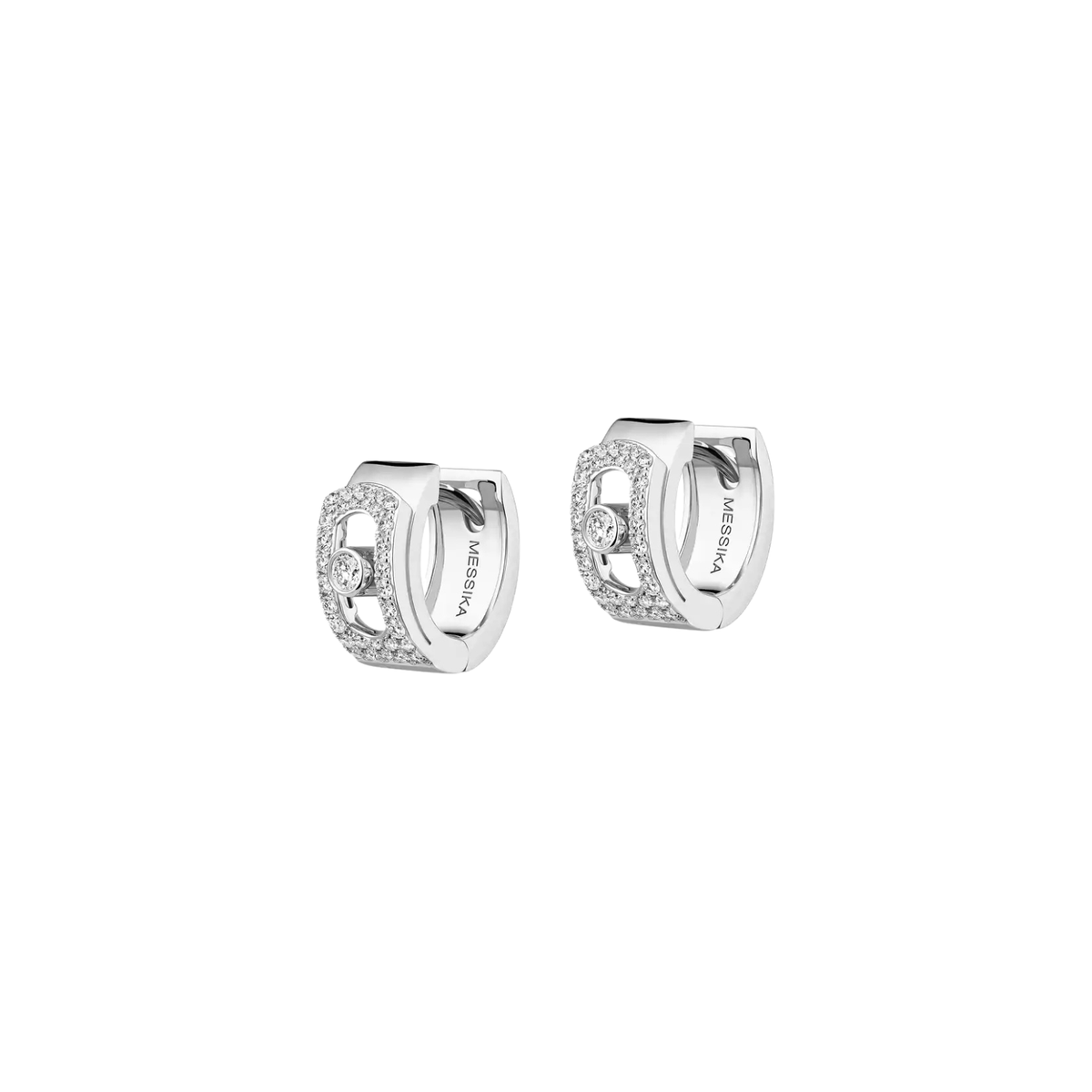18K White Gold Move Noa Pavé Huggie Hoops