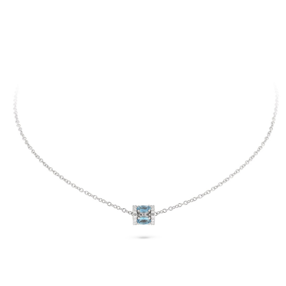 Miseno Jewelry - Procida 18K White Gold Diamonds & Aquamarine Pendant Necklace | Manfredi Jewels