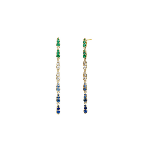 Mogul 18K Yellow Gold Long Gemstone Earrings