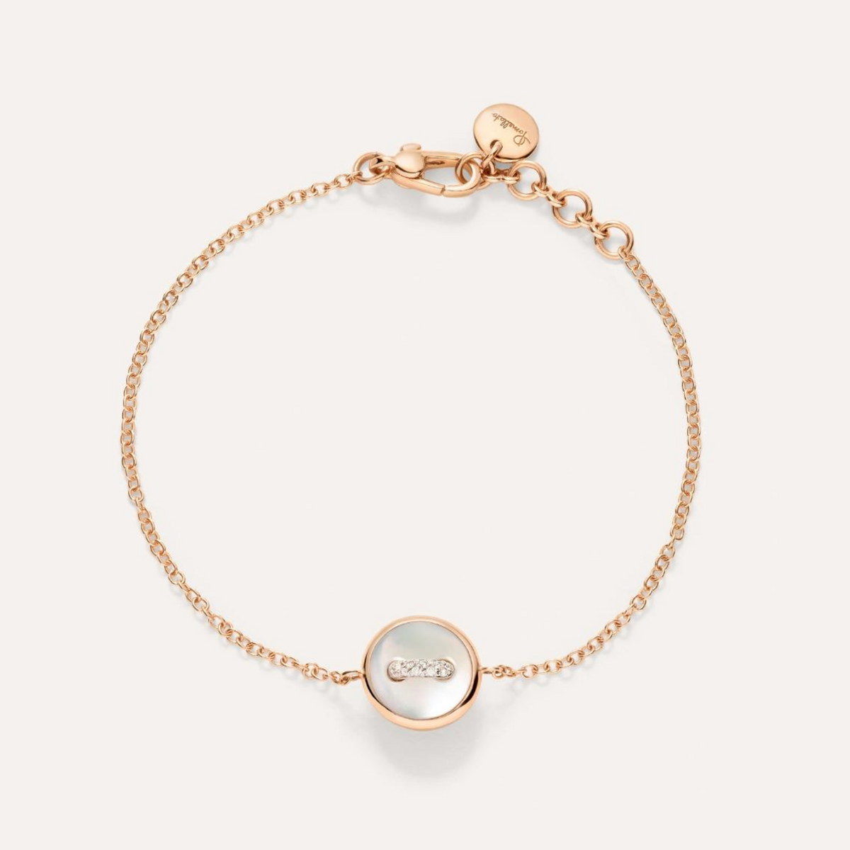 Pomellato Jewelry - Pom Pom Dot 18K Rose Gold Diamond Pavé & Mother of Pearl Two-Sided Button Bracelet | Manfredi Jewels
