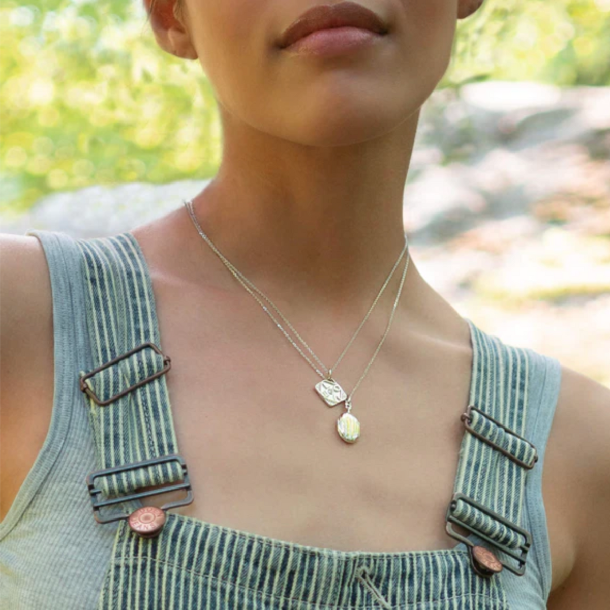 Monica Rich Kosann - Sterling Silver Slim Pinstripe ’Eve’ Locket Necklace | Manfredi Jewels