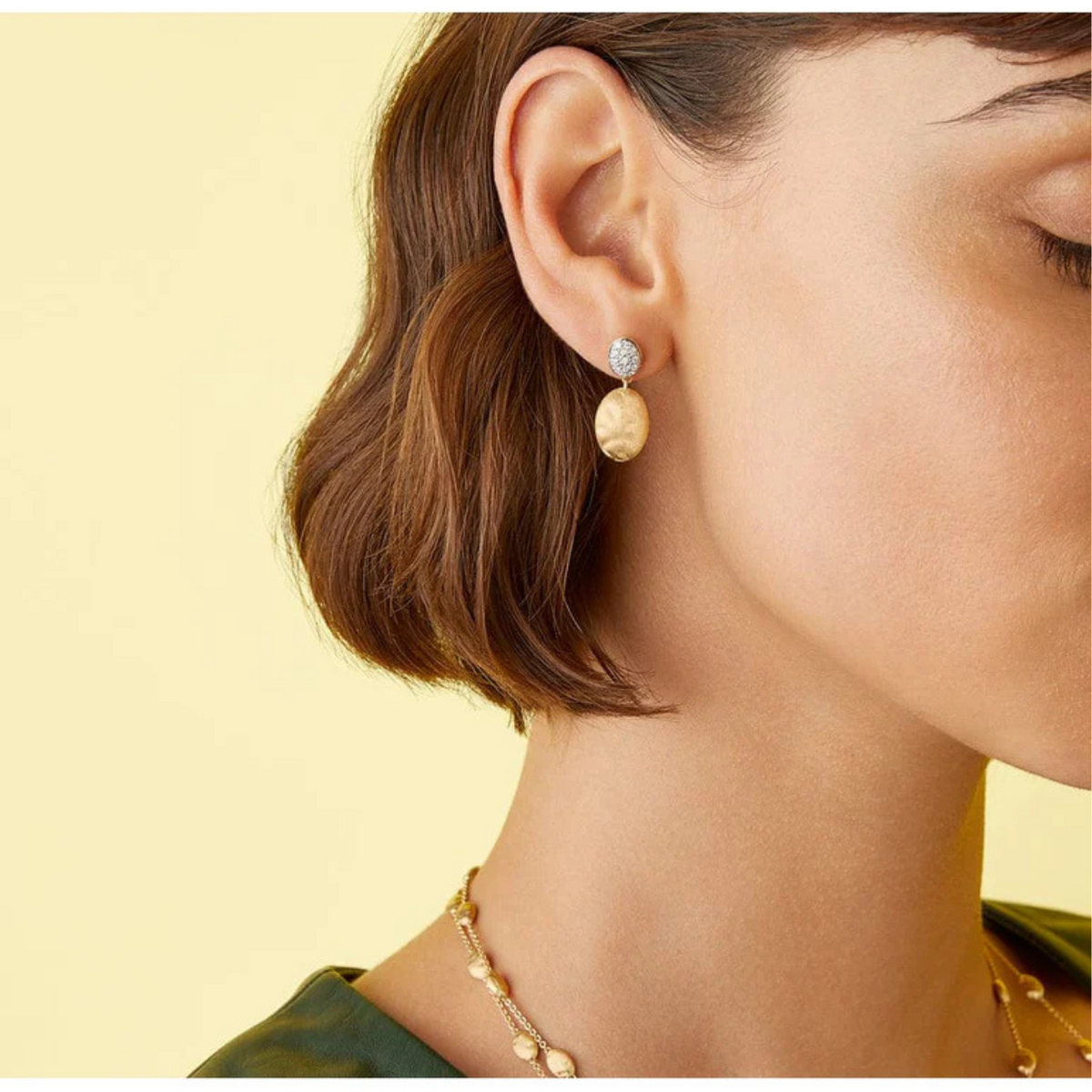 Marco Bicego Jewelry - Siviglia 18K Yellow Gold & Diamond Pave Drop Earrings | Manfredi Jewels
