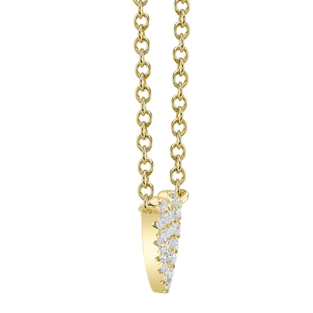 14K Yellow Gold 0.09ct Diamond Pave Heart Necklace