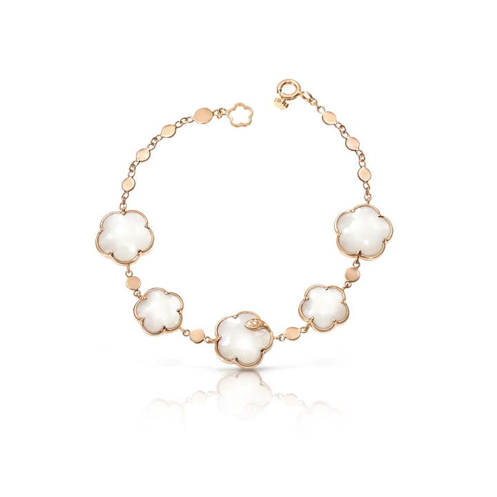 Pasquale Bruni Jewelry - Bon Ton Joli 18K Rose Gold Lunaire Mother of Pearl Diamond Flower Bracelet | Manfredi Jewels