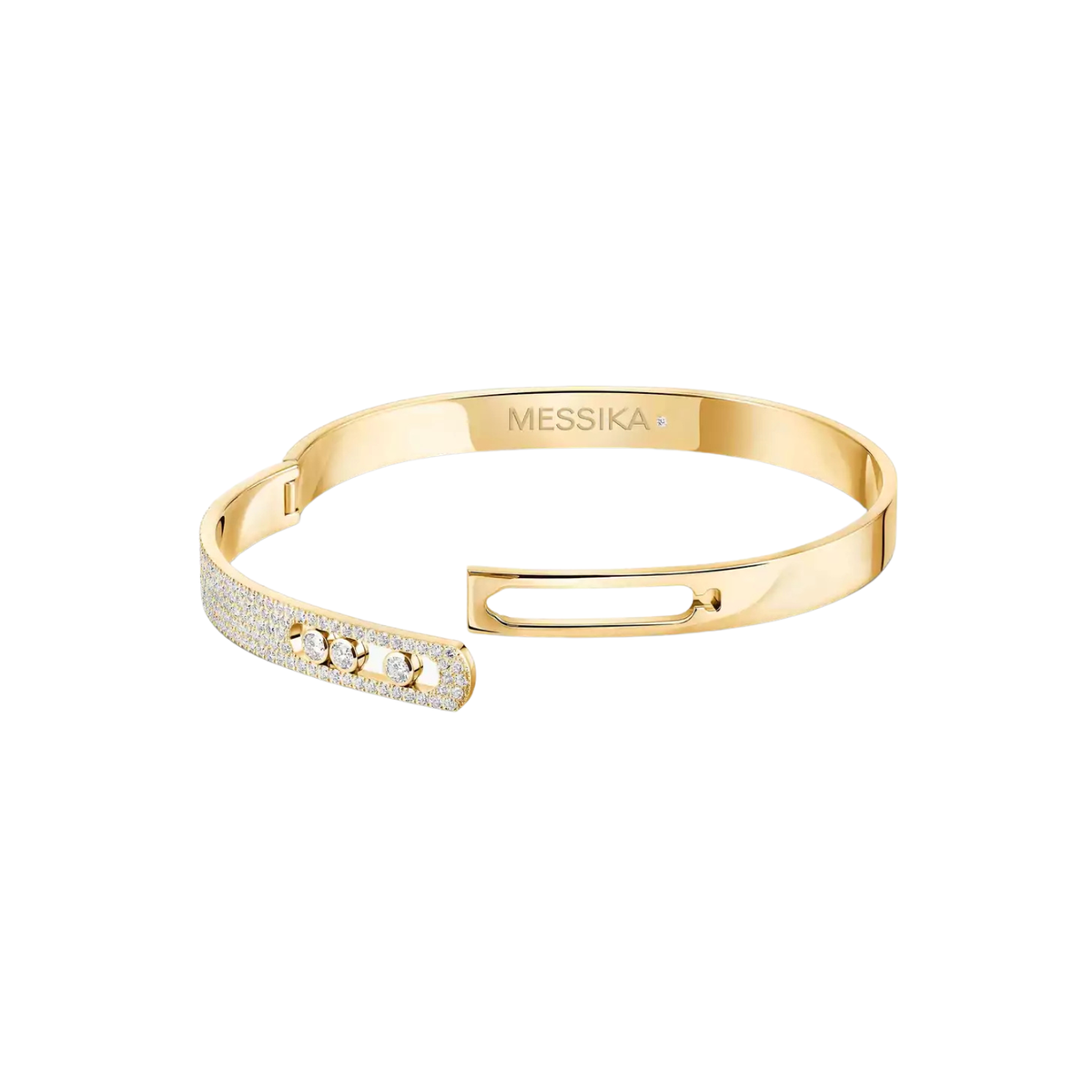 Messika Jewelry - 18K Yellow Gold Diamond Move Noa Semi-Pave Diamond Bangle | Manfredi Jewels