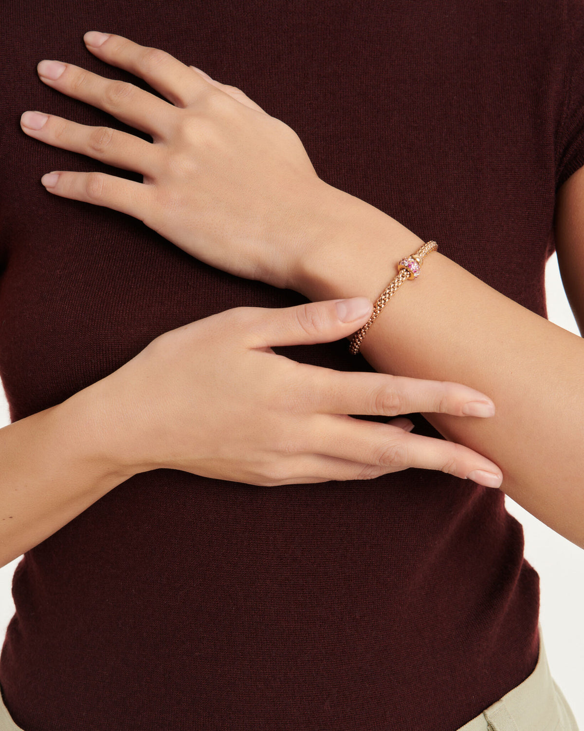 Fope Jewelry - Solo 18K Rose Gold Diamonds & Sapphire Flex’it Bracelet | Manfredi Jewels