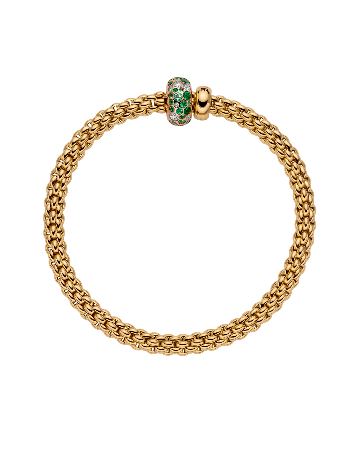 Fope Jewelry - Solo 18K Yellow Gold Diamond & Emerald Flex’it Bracelet | Manfredi Jewels