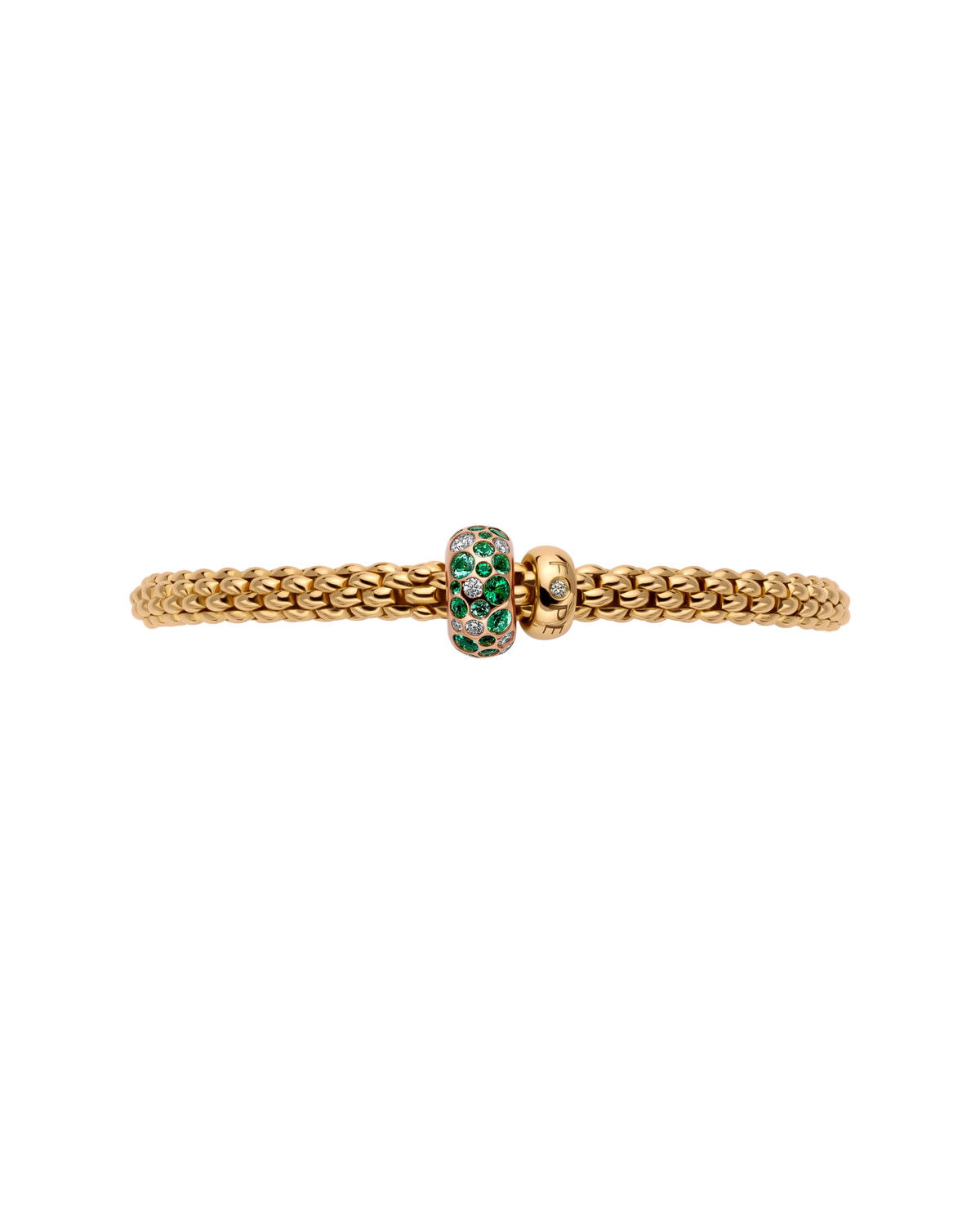 Fope Jewelry - Solo 18K Yellow Gold Diamond & Emerald Flex’it Bracelet | Manfredi Jewels