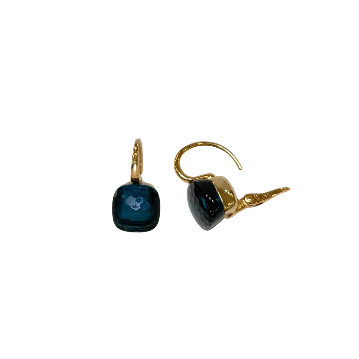 Estate 18K Rose Gold Pomellato London Blue Topaz Classic Nudo Earring