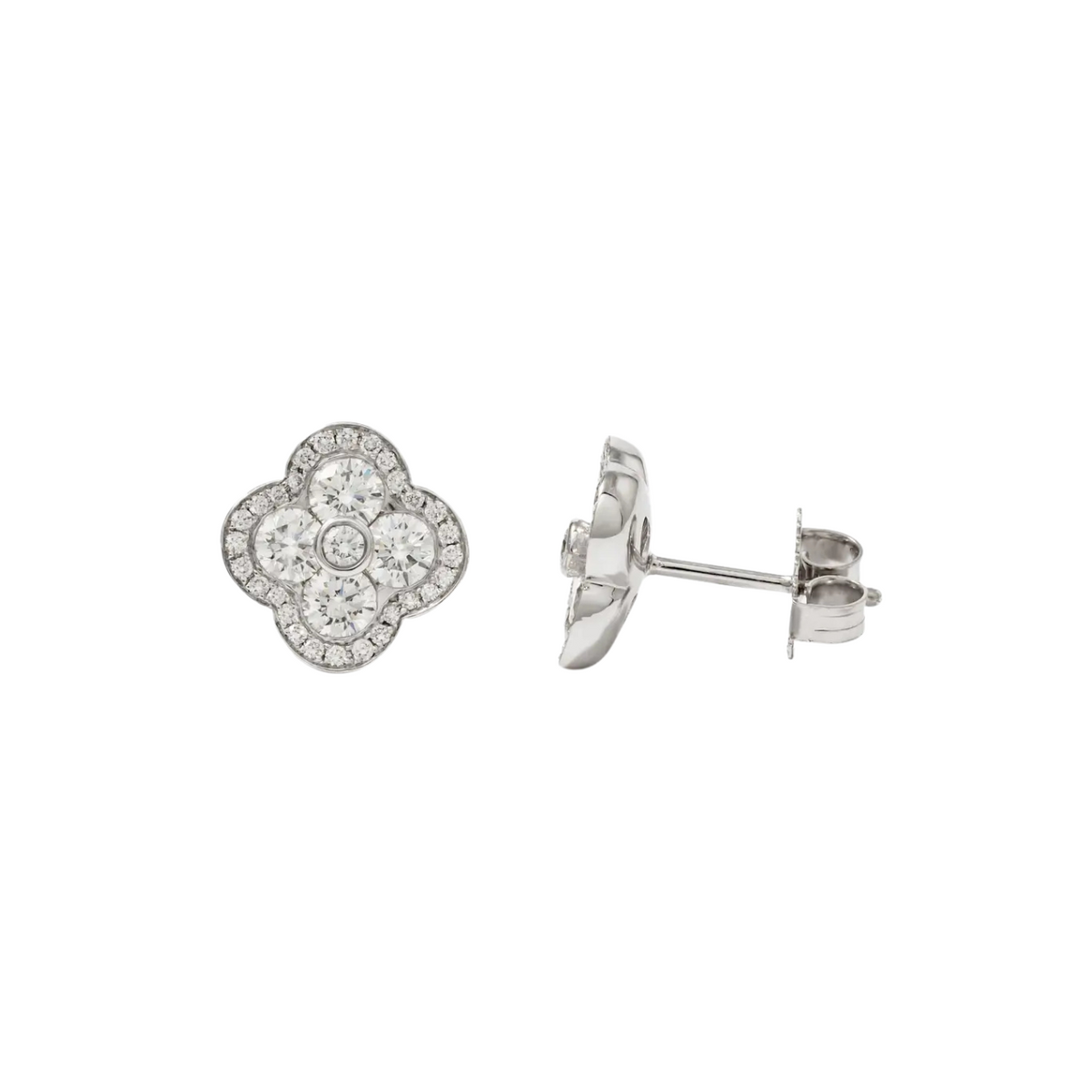 Gumuchian Jewelry - Fleur 18K White Gold Diamond Stud Earrings | Manfredi Jewels