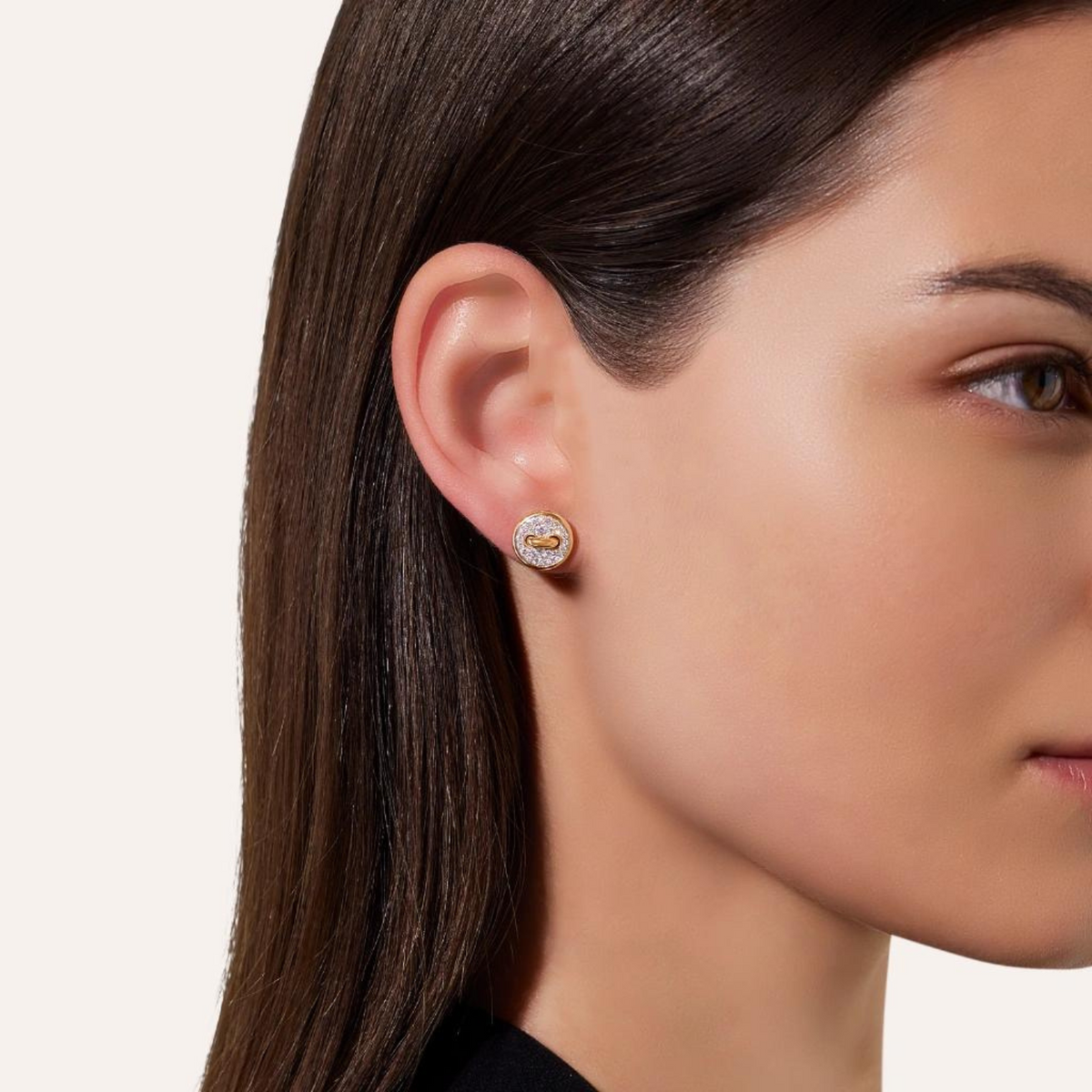 Pomellato Jewelry - Pom Pom Dot 18K Rose Gold Diamond Pavé Button Earrings | Manfredi Jewels