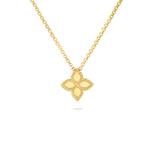 Roberto Coin Jewelry - Princess 18K Yellow Gold Small Flower Pendant Necklace | Manfredi Jewels