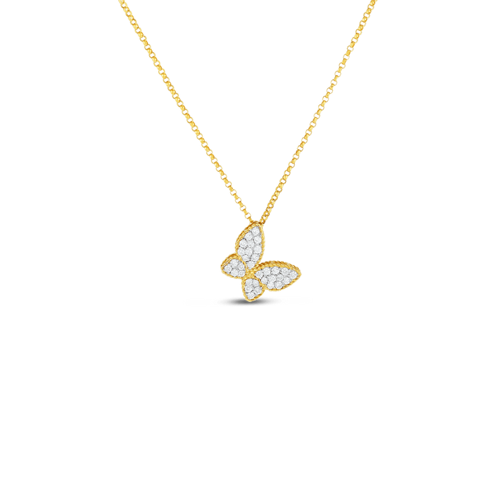 Roberto Coin Jewelry - Princess 18K Yellow/White Gold Diamond Butterfly Pendant Necklace | Manfredi Jewels