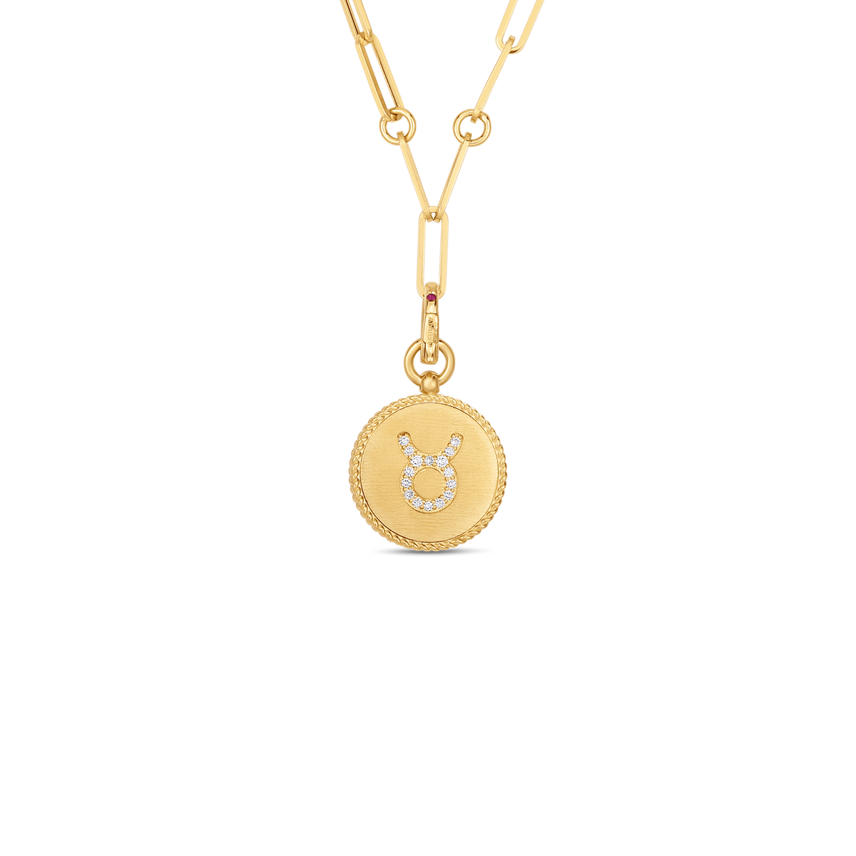 Roberto Coin Jewelry - Medallion Charms 18K Yellow Gold Taurus Zodiac Diamond Necklace | Manfredi Jewels