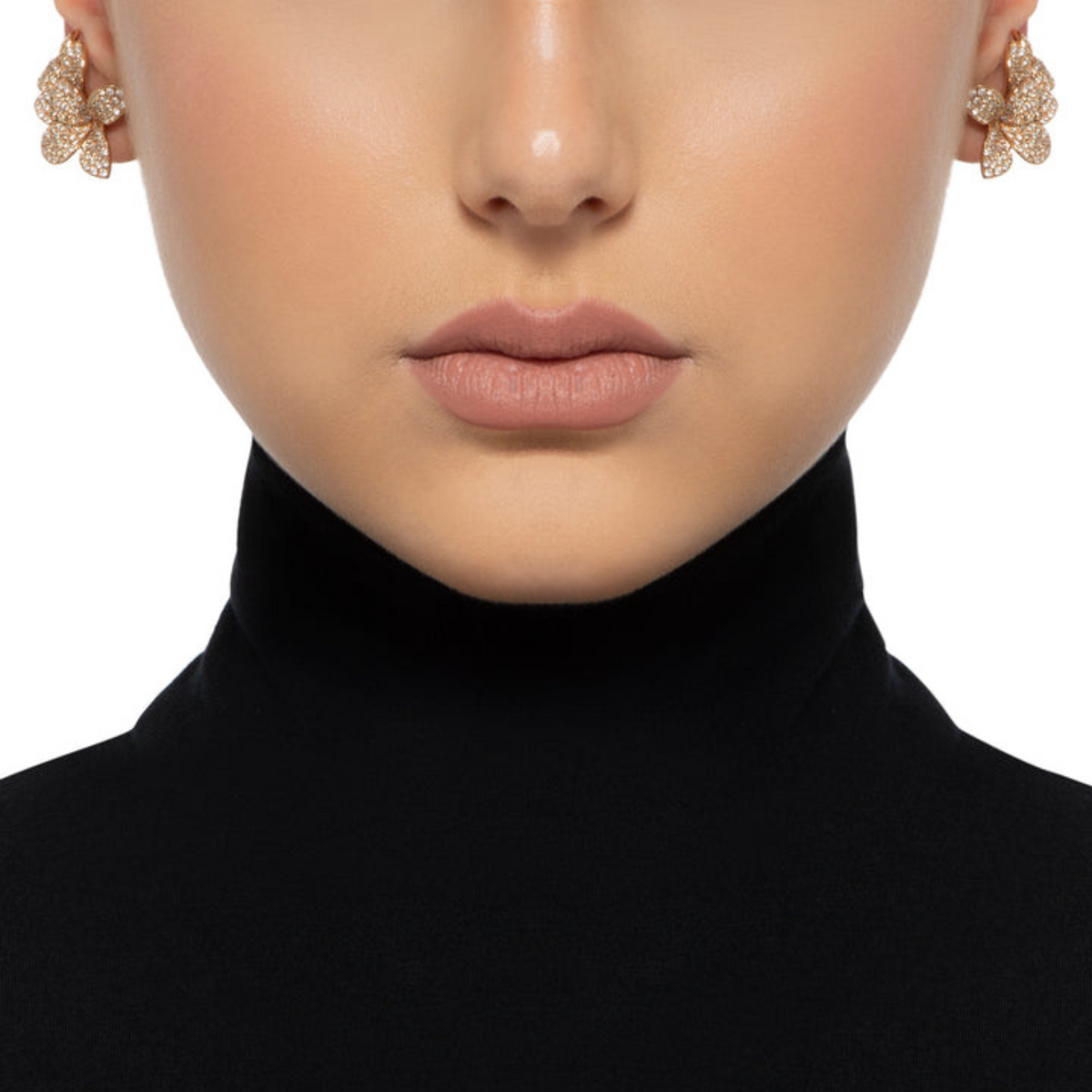 Pasquale Bruni Jewelry - Petit Garden 18K Rose Gold Pavé White and Champagne Diamond Earrings | Manfredi Jewels