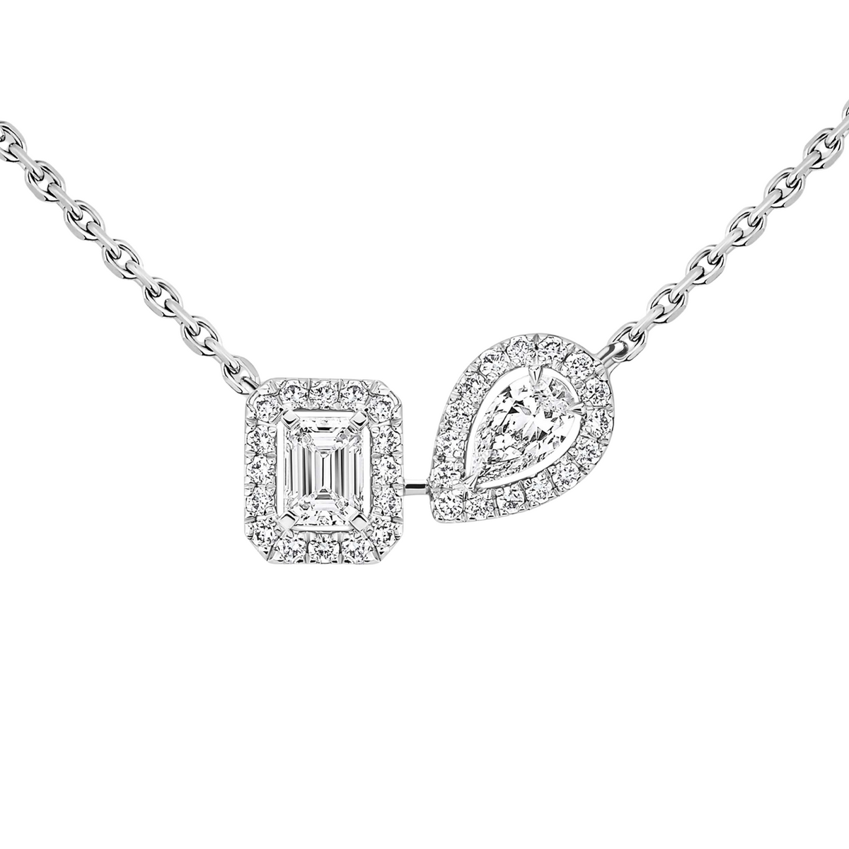 Messika Jewelry - 18K White Gold My Twin Toi & Moi Diamond Necklace | Manfredi Jewels
