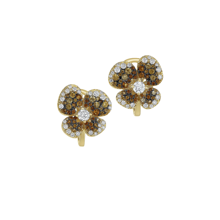 Miseno Jewelry - Ischia 18K Yellow Gold Diamond & Citrine Pavé Flower Stud Earrings | Manfredi Jewels