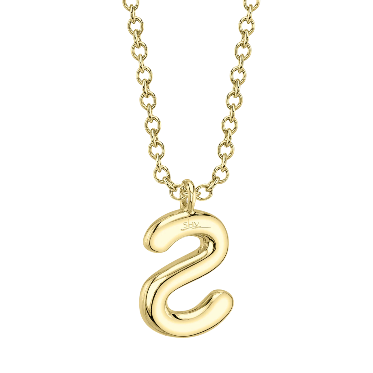 Shy Creation Jewelry - 14K Yellow Gold & Diamond Pave Necklace - Initial S | Manfredi Jewels