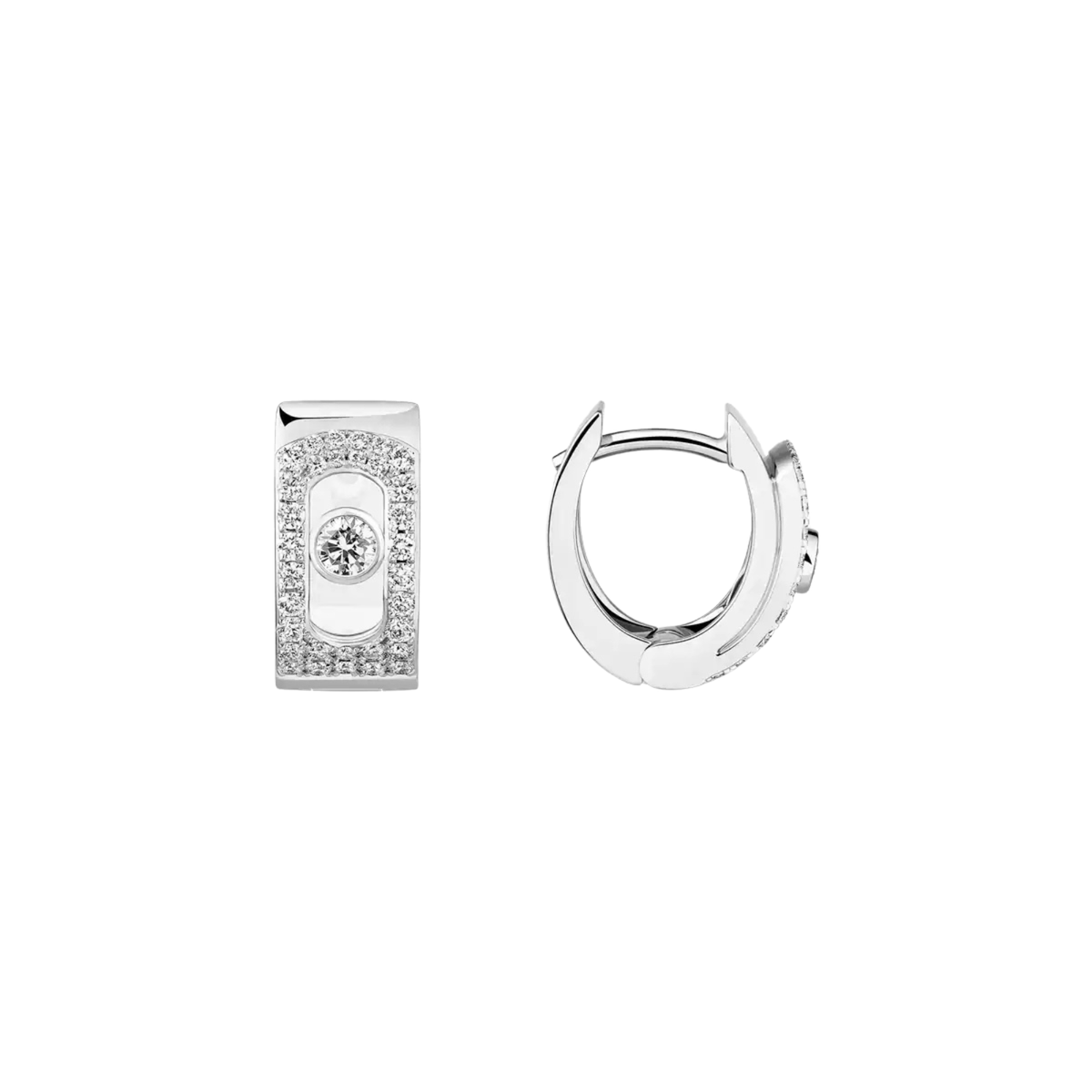 18K White Gold Move Noa Pavé Huggie Hoops