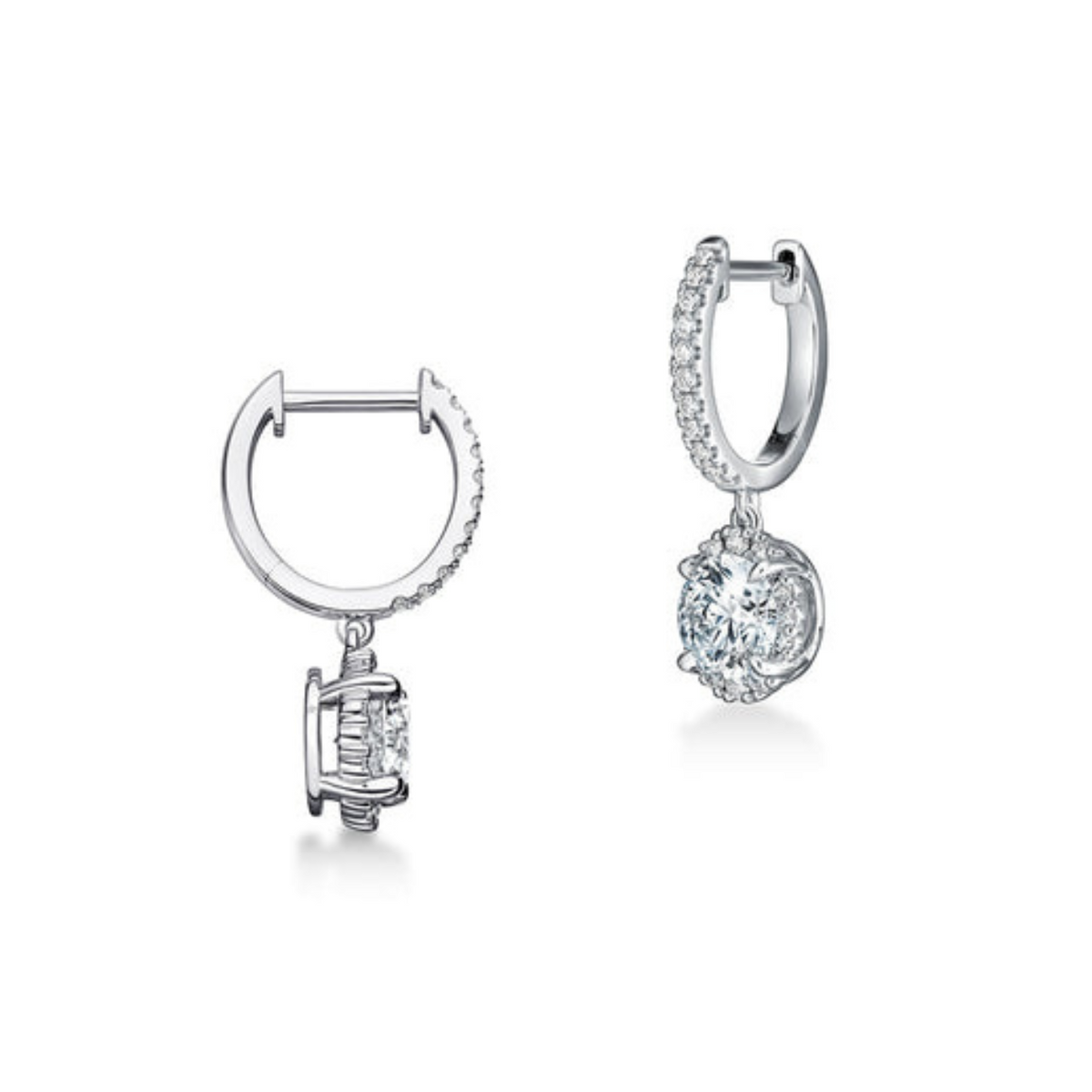 Hearts On Fire Jewelry - Ellipse 18K White Gold 1.15 ct Diamond Leverback Earrings | Manfredi Jewels