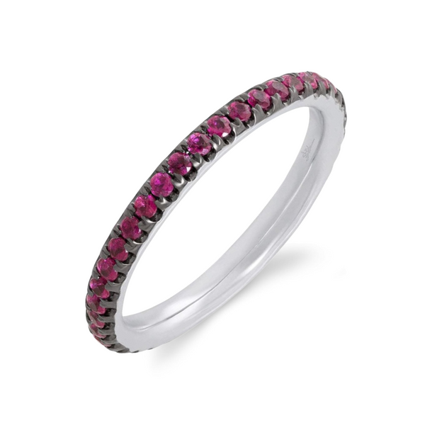 Shy Creation Eternal 14k White Gold Ruby Eternity Band - Jewelry ...