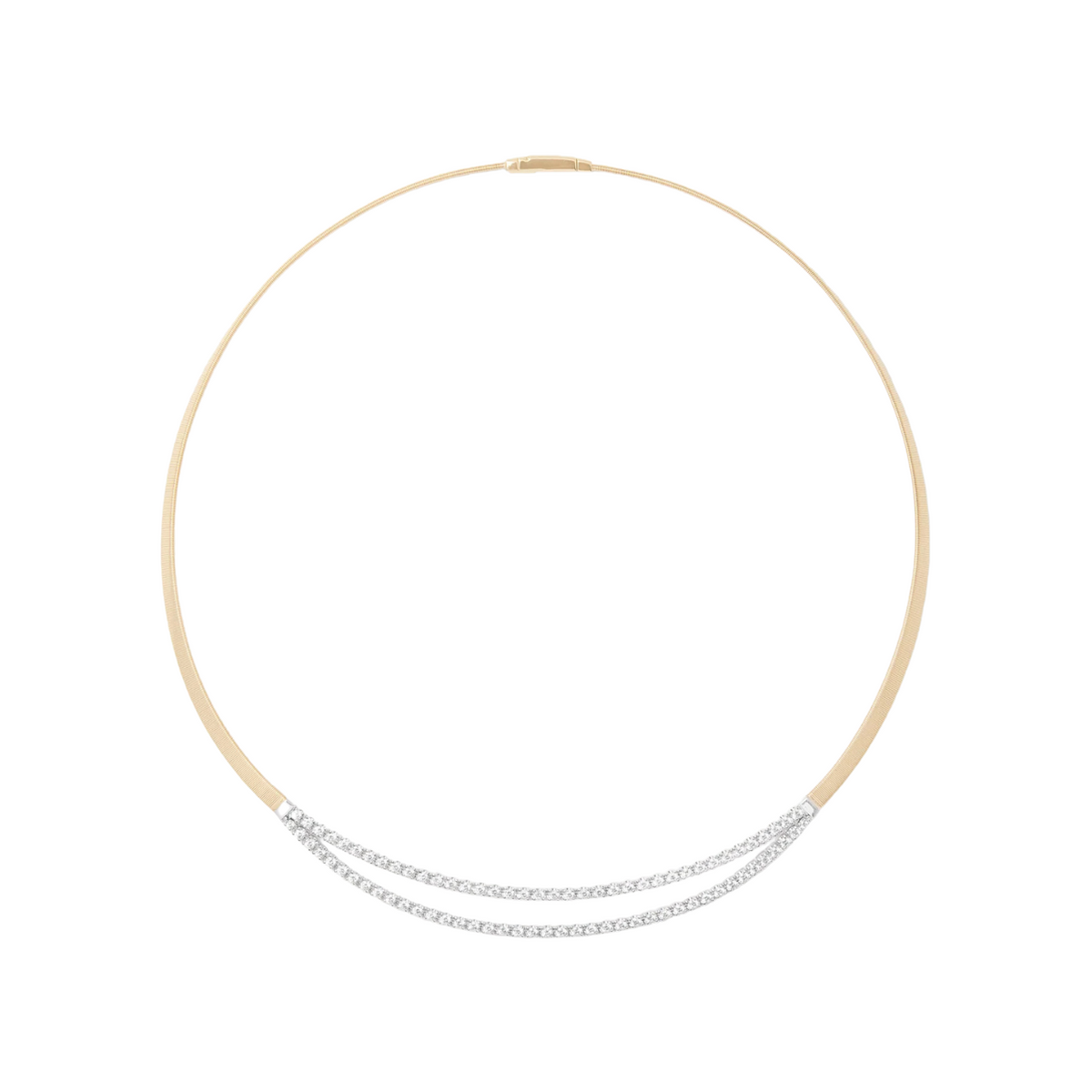 Marco Bicego Jewelry - Masai 18K Yellow Gold Coil Collar With Double Row Diamond Bar | Manfredi Jewels