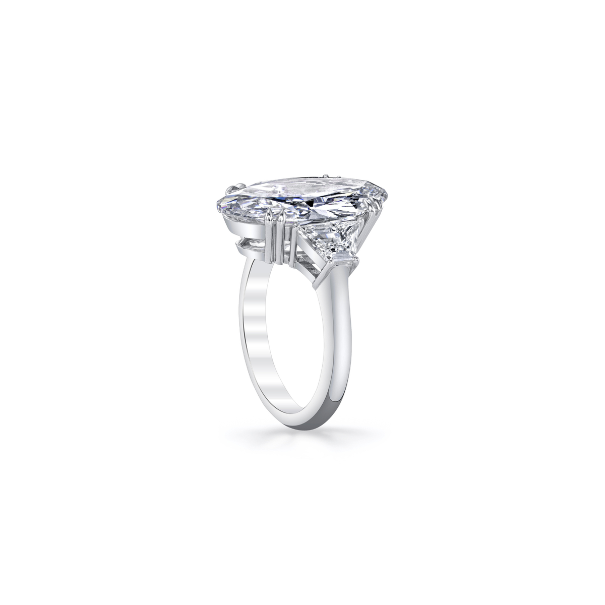 Oval Cut 7.03ct Platinum Three Stone Diamond Engagement Ring