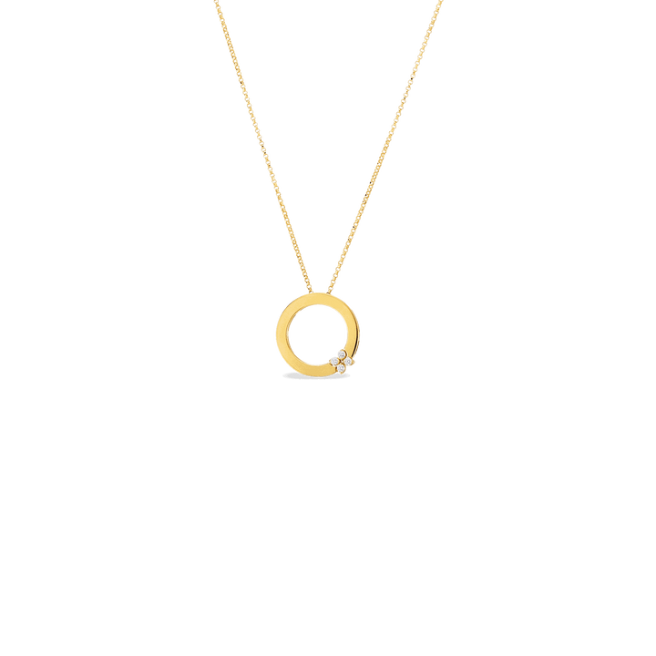 Roberto Coin Jewelry - Love In Verona 18K Yellow Gold Circle Of Life Flower Diamond Necklace | Manfredi Jewels