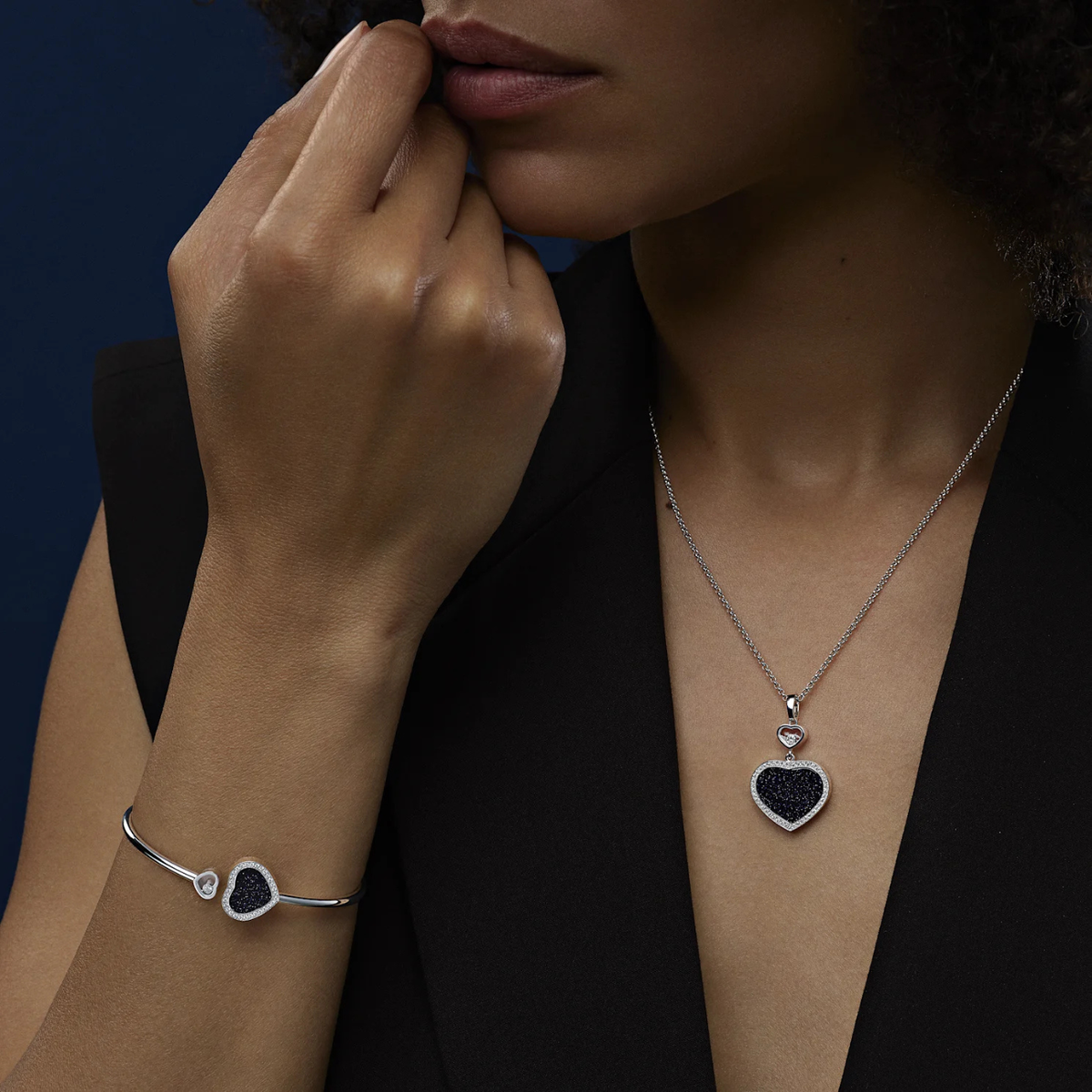 Chopard Jewelry - Happy Hearts Ethical White Gold Diamond Aventurine Pendant Necklace | Manfredi Jewels
