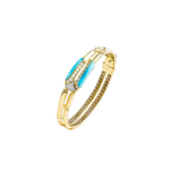 Miseno - Arco 18K Yellow Gold Turquoise and Diamond Bracelet | Manfredi Jewels