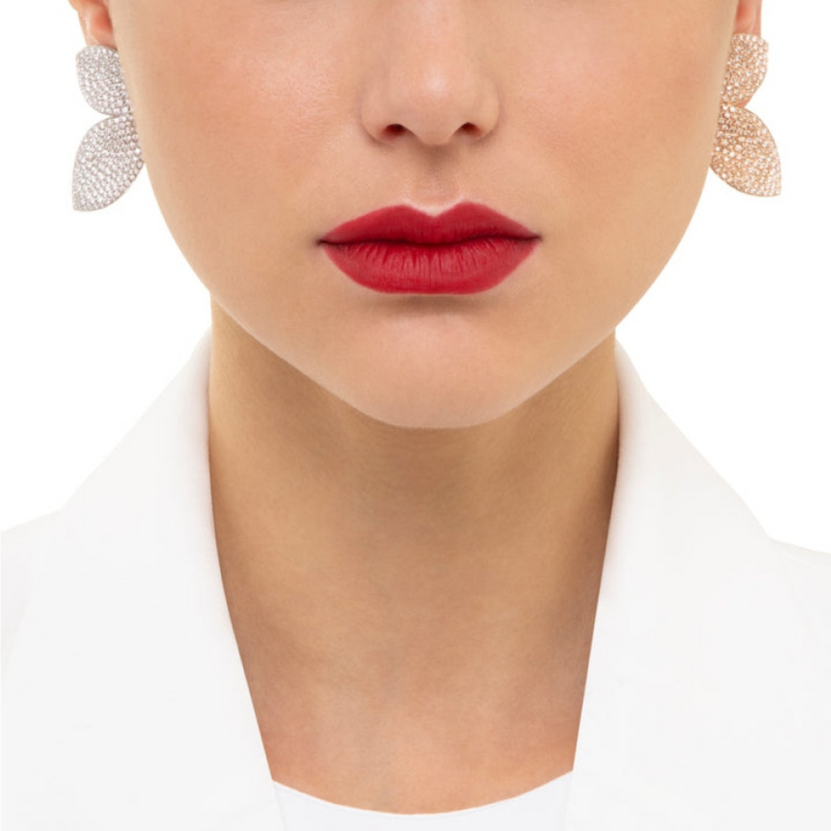 Pasquale Bruni Jewelry - Giardini Segreti 18K Rose & White Gold Pavé White and Champagne Diamond Earrings | Manfredi Jewels