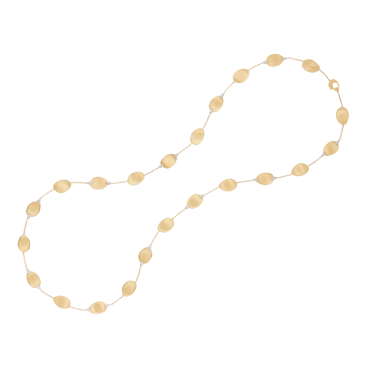 Marco Bicego Jewelry - Lunaria 18K Yellow Gold Collar Long Necklace with Diamond Accents | Manfredi Jewels