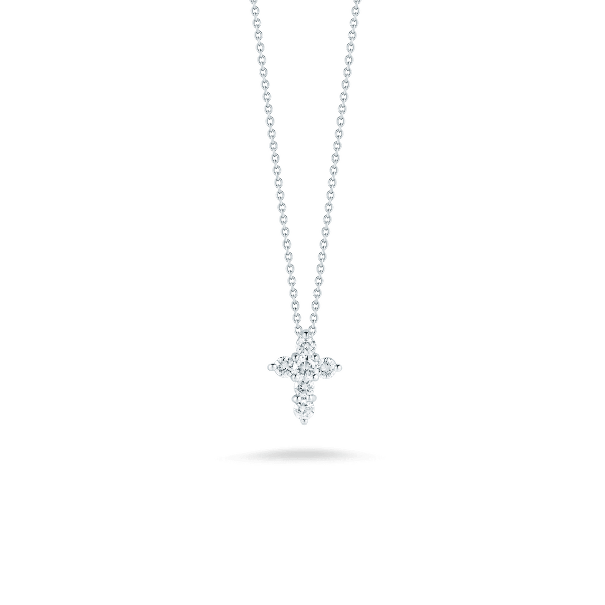 Roberto Coin Jewelry - Tiny Treasures 18K White Gold Mini Diamond Cross Necklace | Manfredi Jewels
