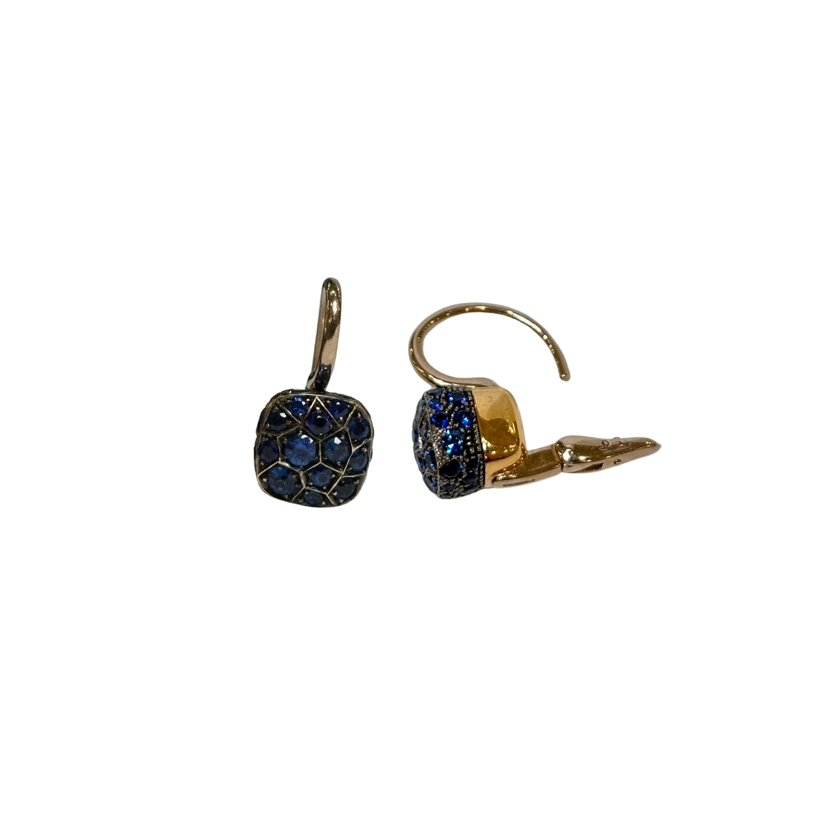 Estate 18K Rose Gold Pomellato Pave Sapphire Petit Nudo Earring