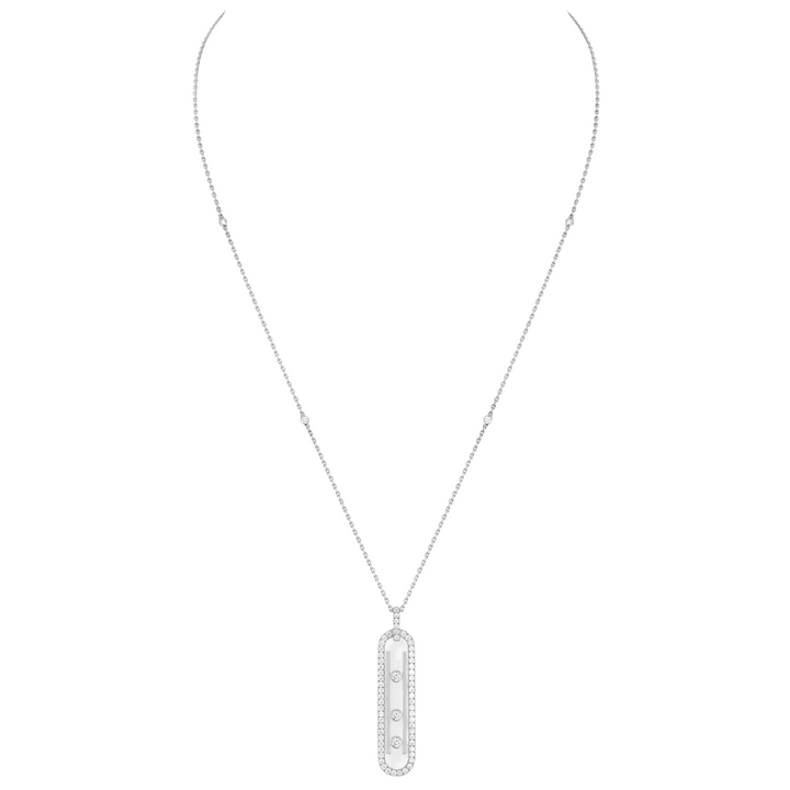Messika Jewelry - Move 10TH 18K White Gold Petite Model Pavé Diamond Necklace | Manfredi Jewels