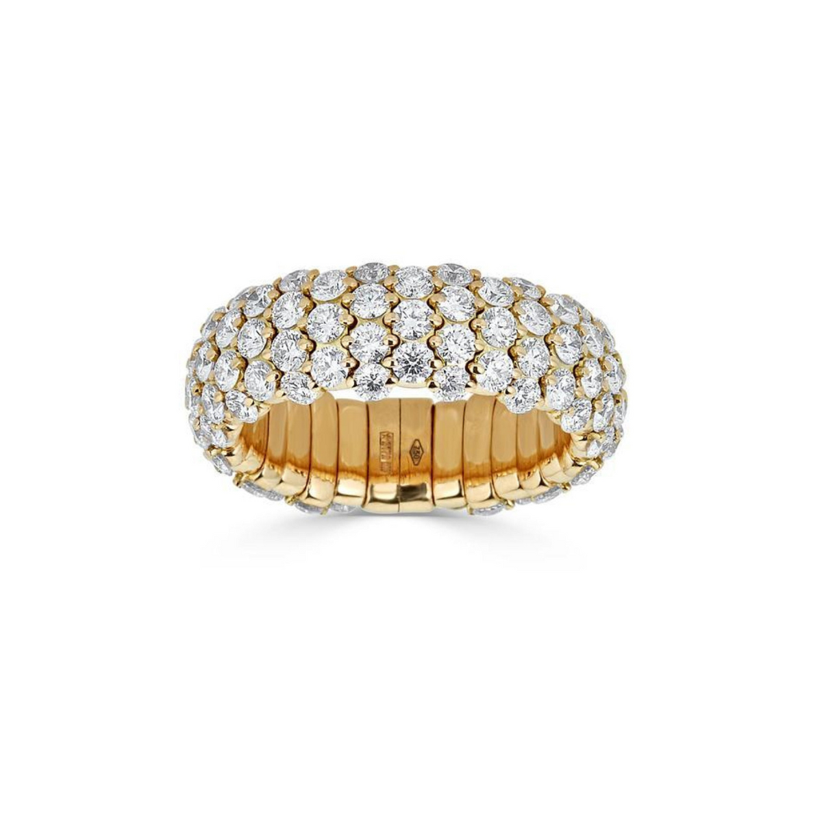 Zydo Italy Jewelry - Diamond Domed 18K Yellow Gold Stretch Small Ring | Manfredi Jewels