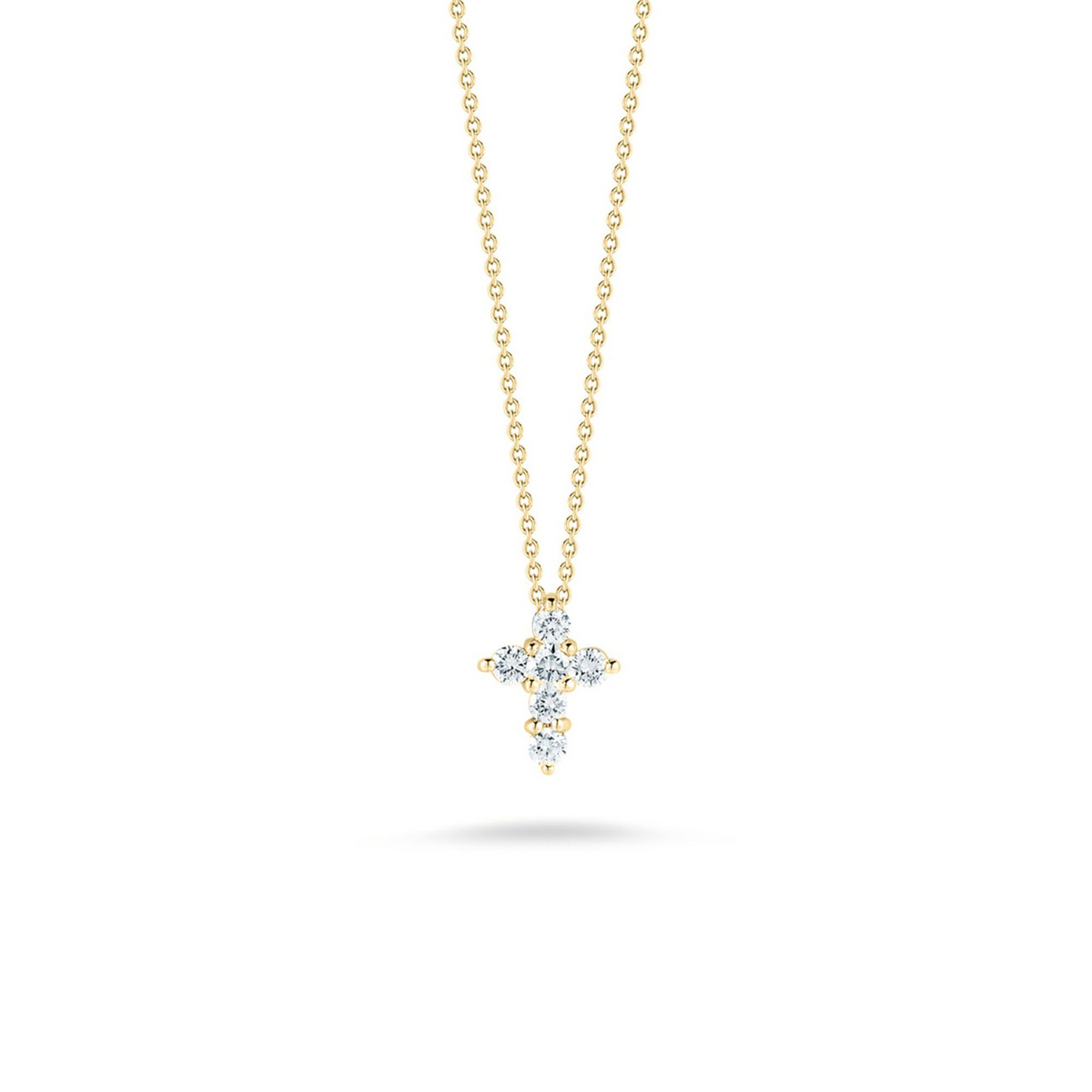 Roberto Coin Jewelry - Tiny Treasures 18K Yellow Gold Mini Diamond Cross Necklace | Manfredi Jewels