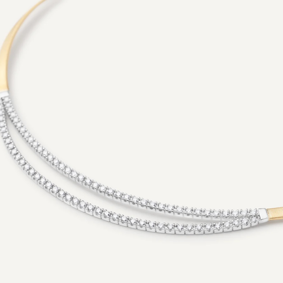 Marco Bicego Jewelry - Masai 18K Yellow Gold Coil Collar With Double Row Diamond Bar | Manfredi Jewels