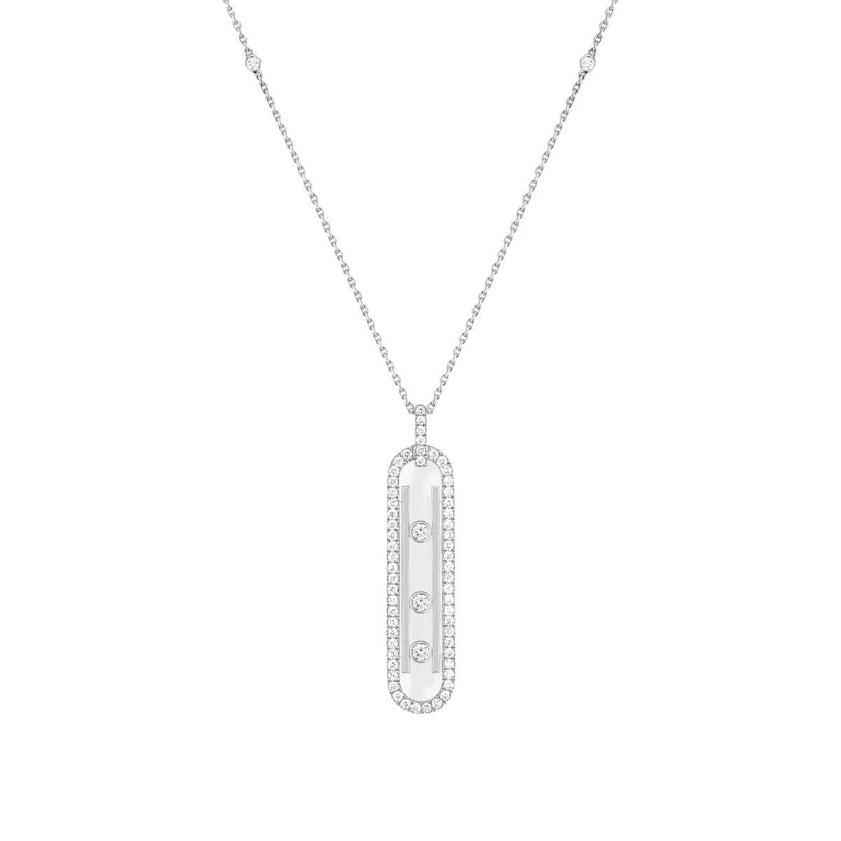 Messika Jewelry - Move 10TH 18K White Gold Petite Model Pavé Diamond Necklace | Manfredi Jewels