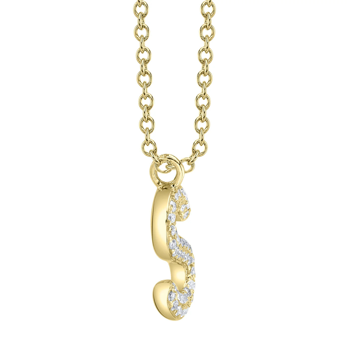 Shy Creation Jewelry - 14K Yellow Gold & Diamond Pave Necklace - Initial S | Manfredi Jewels