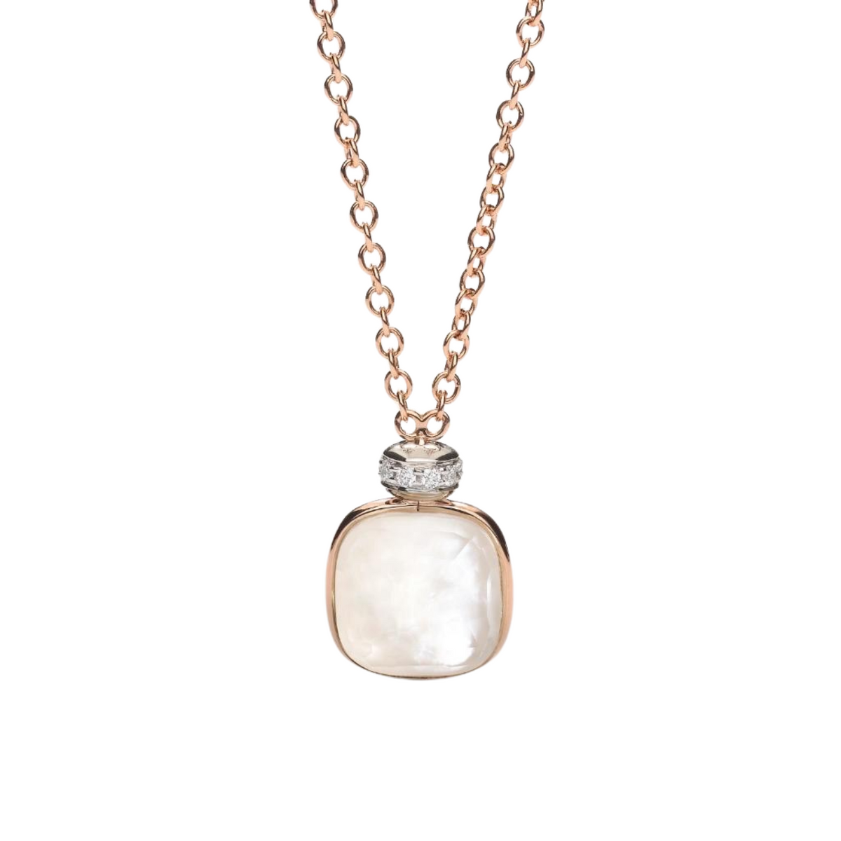 Pomellato Jewelry - Nudo 18K Rose Gold Mother of Pearl Diamond Necklace | Manfredi Jewels