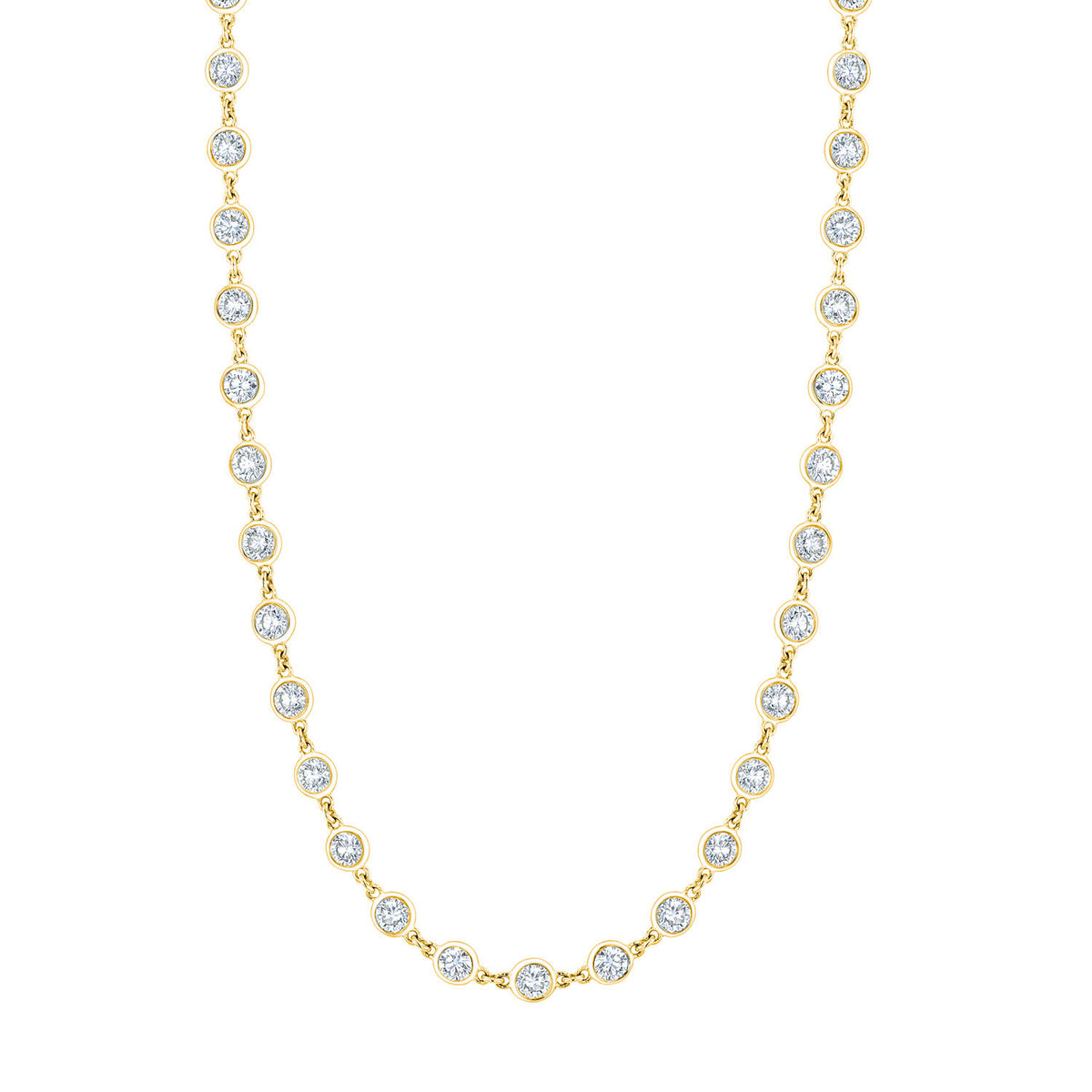 18K Yellow Gold Diamond-By-the-Yard Bezel Set Necklace